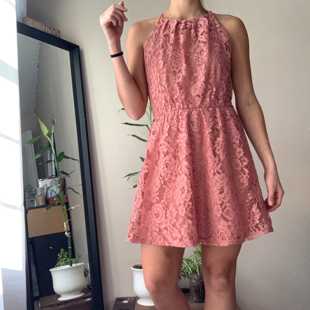 Dusty Rose Lace Dress